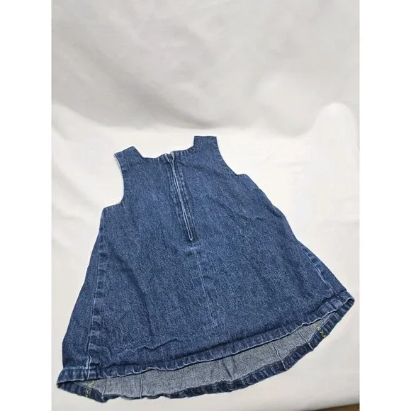 Vintage Faded Glory Denim Embroidered Flower Dress Size 12 Months - Picture 7 of 10